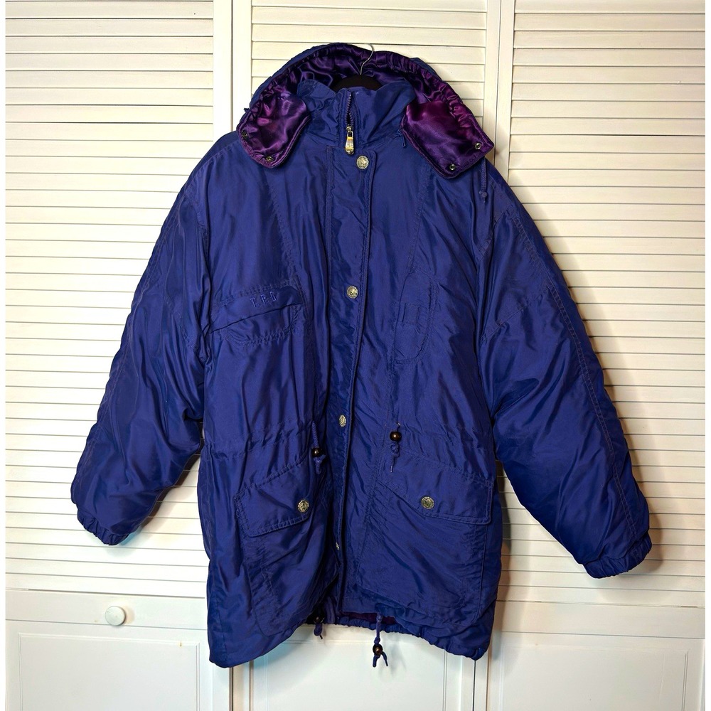 Vintage Triple F.A.T. Goose Women's M Purple Down Puffer Parka Hooded 80s 90s